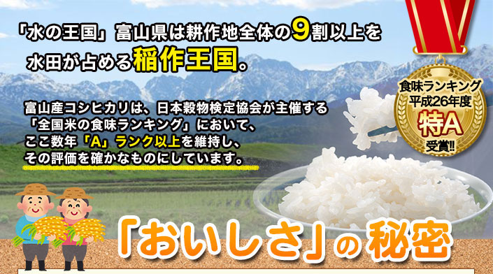 富山県産コシヒカリ　平成26年度　特A受賞